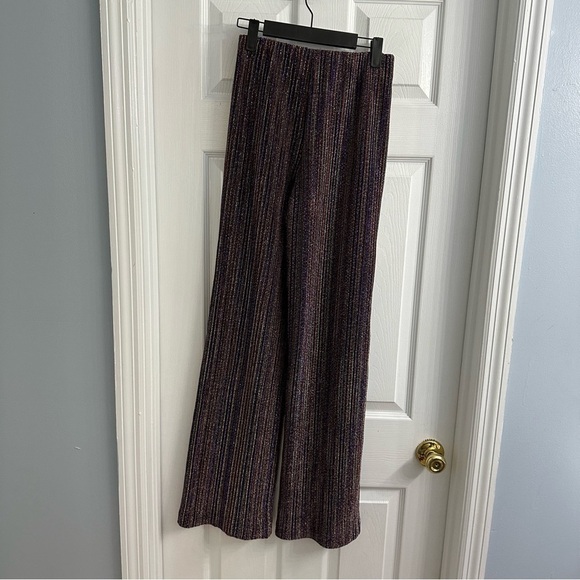 NBD Revolve Pants Wide Leg Metallic Rainbow Purple Party New Year’s Size Small - Picture 3 of 6